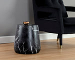 Aries End Table - Marble Look  Black