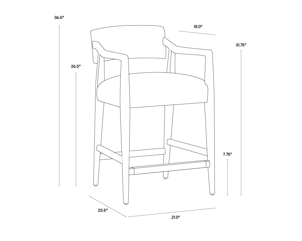 Keagan Counter Stool - Shalimar Tobacco Leather