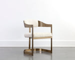 Beaumont Dining Armchair - Antique Brass  Rhea Light Barley