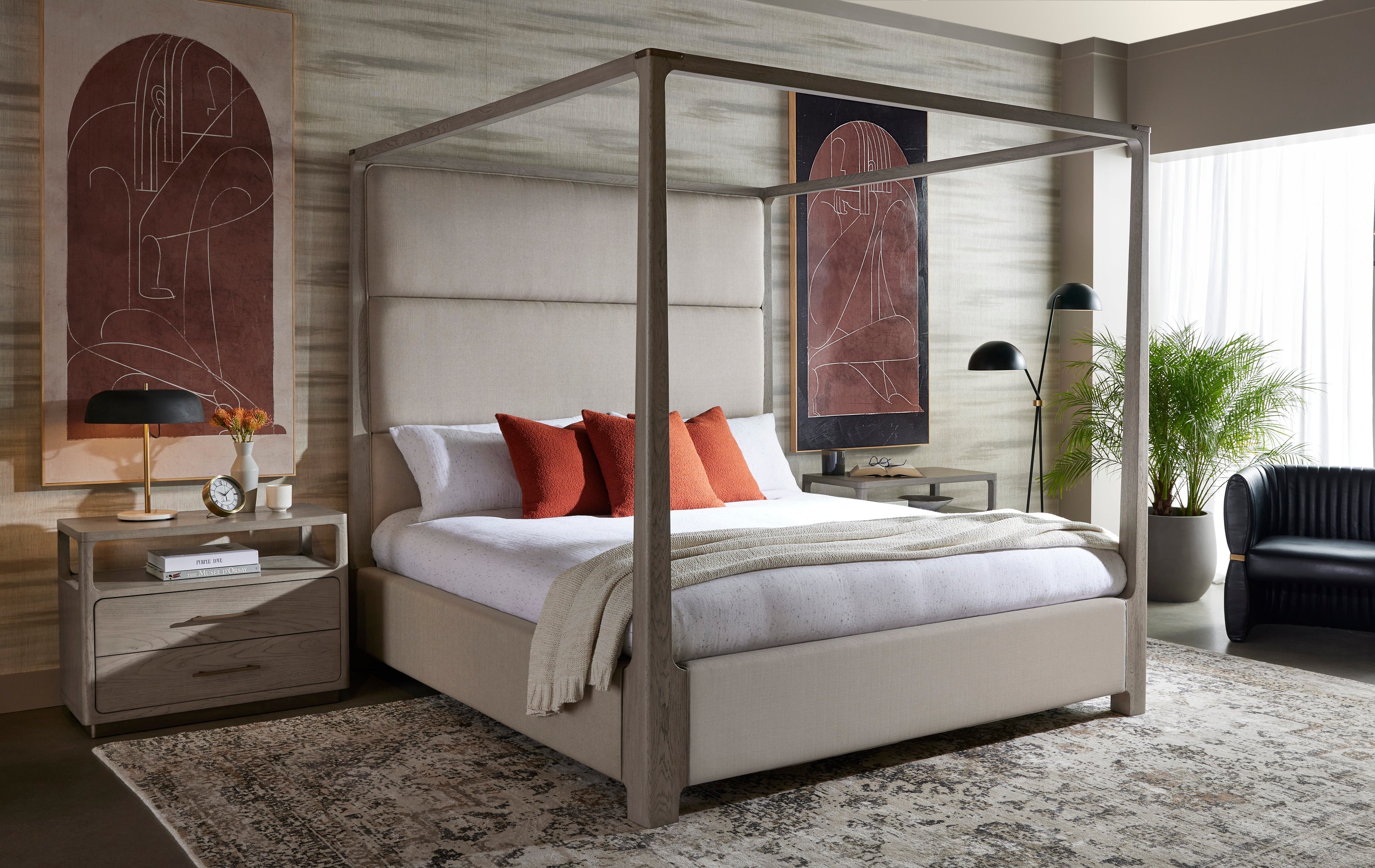 Danette Canopy Bed - King  Zenith Taupe Grey