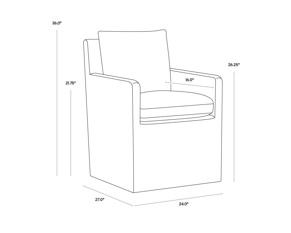 Glenrose Wheeled Dining Armchair - Effie Smoke