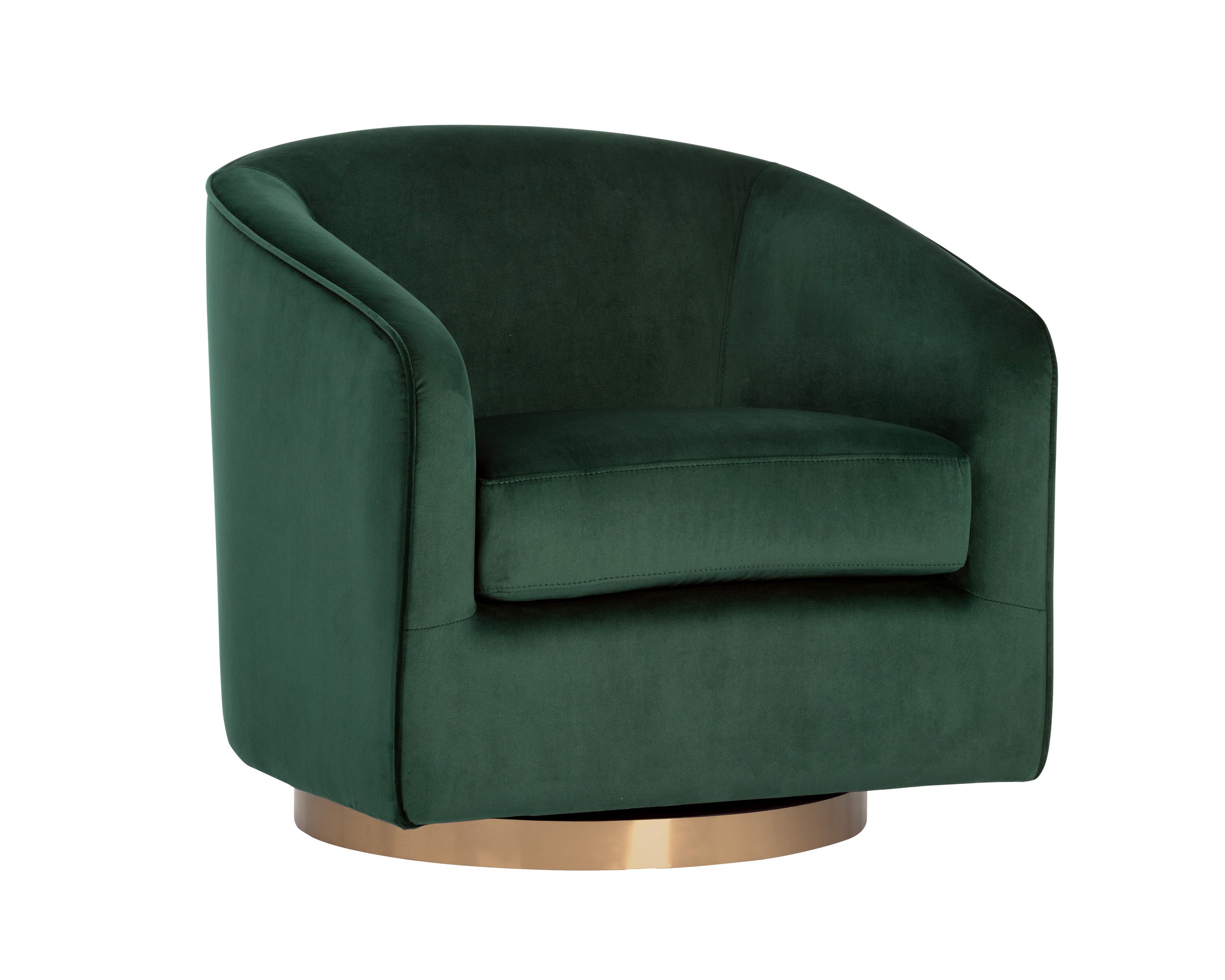 Hazel Swivel Lounge Chair - Gold  Deep Green Sky