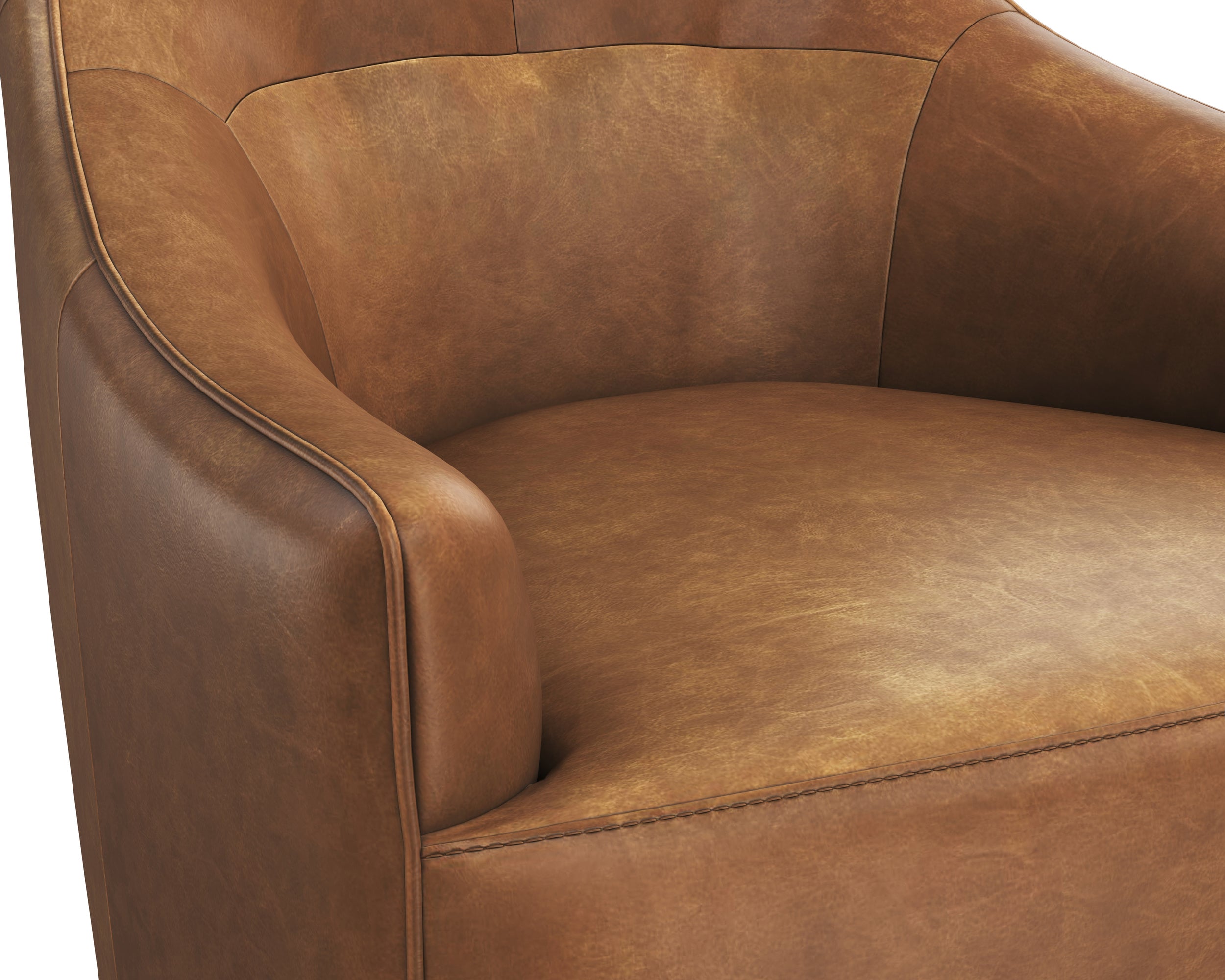 Carmine Swivel Lounge Chair - Cognac Leather