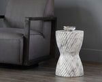 Cara End Table - Marble Look  White