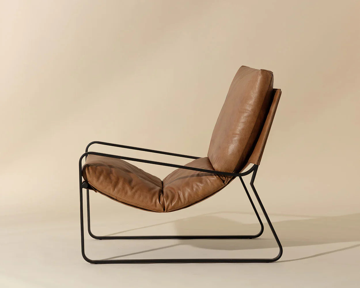 Zancor Lounge Chair - Gunmetal  Tan Leather