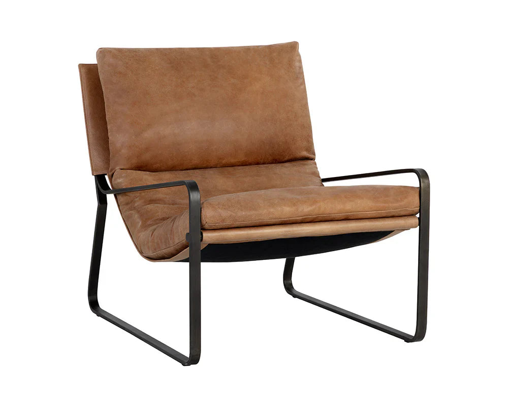 Zancor Lounge Chair - Gunmetal  Tan Leather