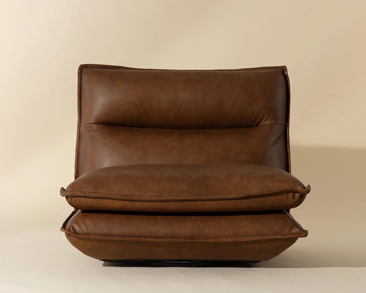 Colson Swivel Armless Chair - Cognac Leather