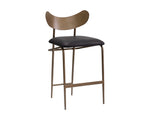 Gibbons Counter Stool - Antique Brass  Charcoal Black Leather