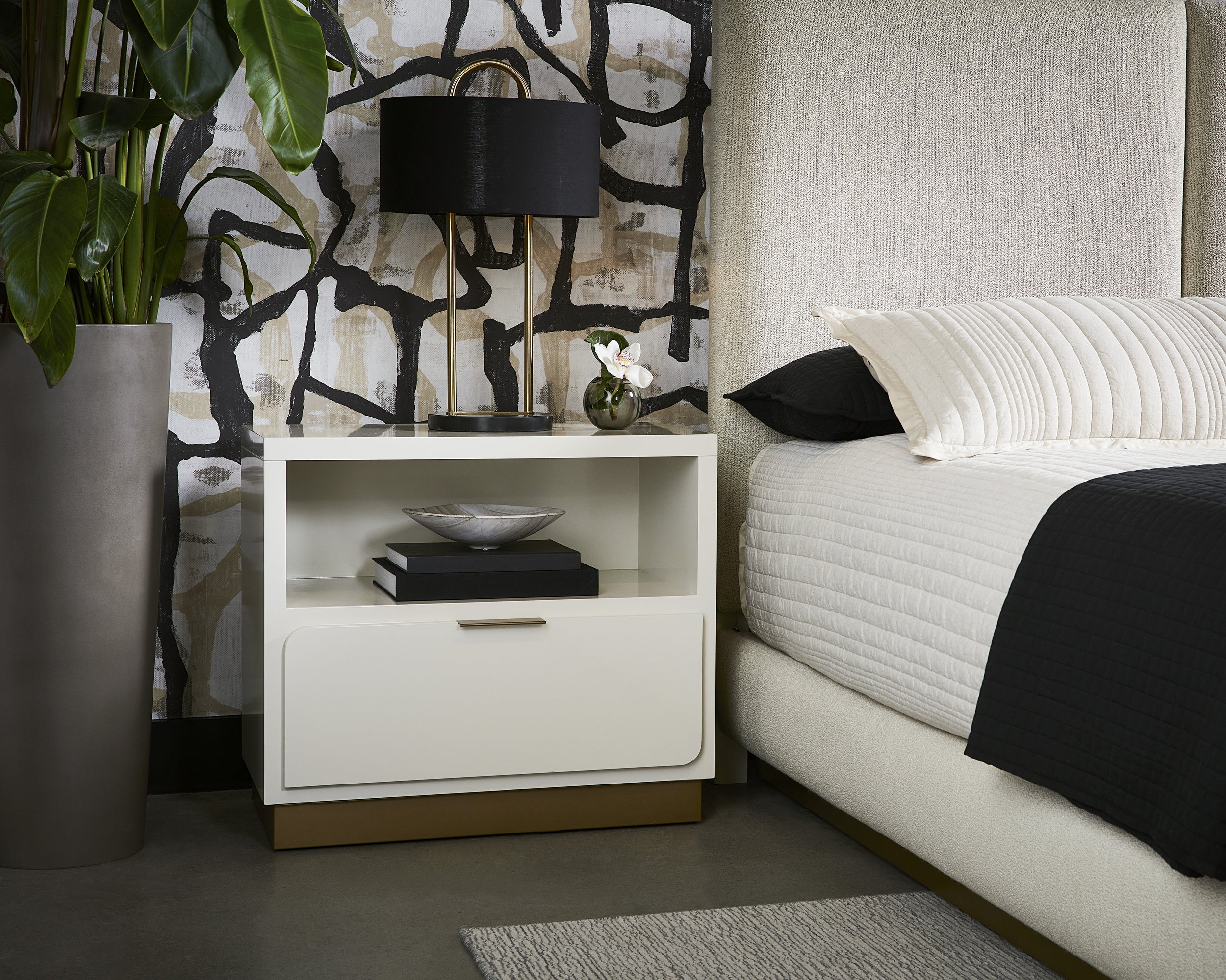 Jenkins Nightstand - High Gloss Cream