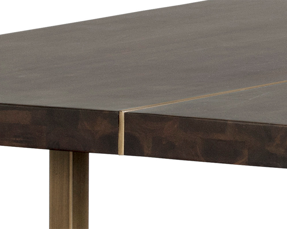 Donnelly Dining Table - Antique Brass  Dark Mango