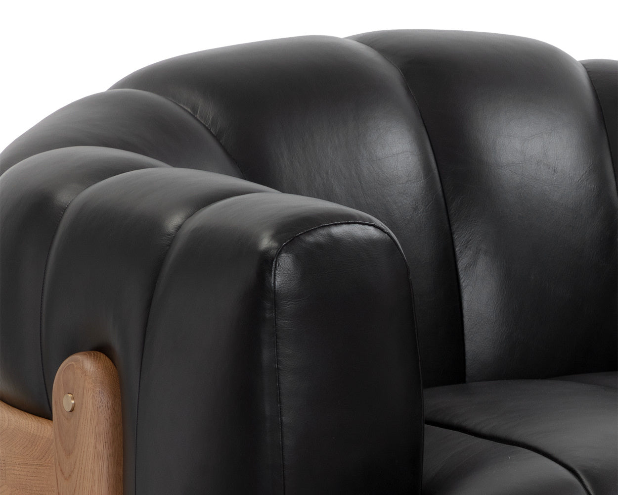 Tadeo Swivel Lounge Chair - Rustic Oak  Vintage Black Night Leather