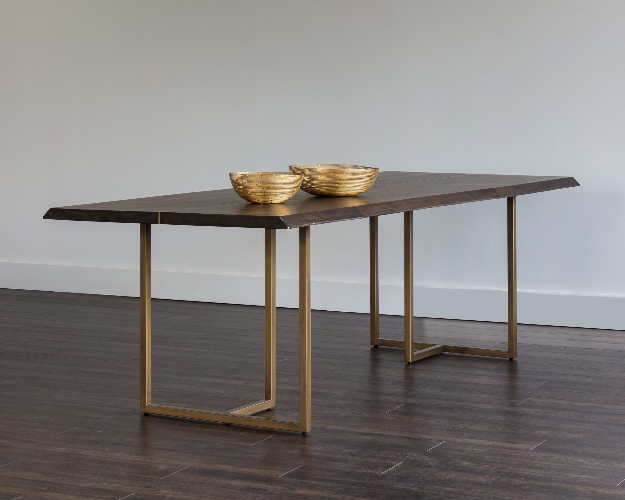 Donnelly Dining Table - Antique Brass  Dark Mango