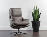 Cardona Swivel Lounge Chair - Gunmetal  Marseille Concrete Leather