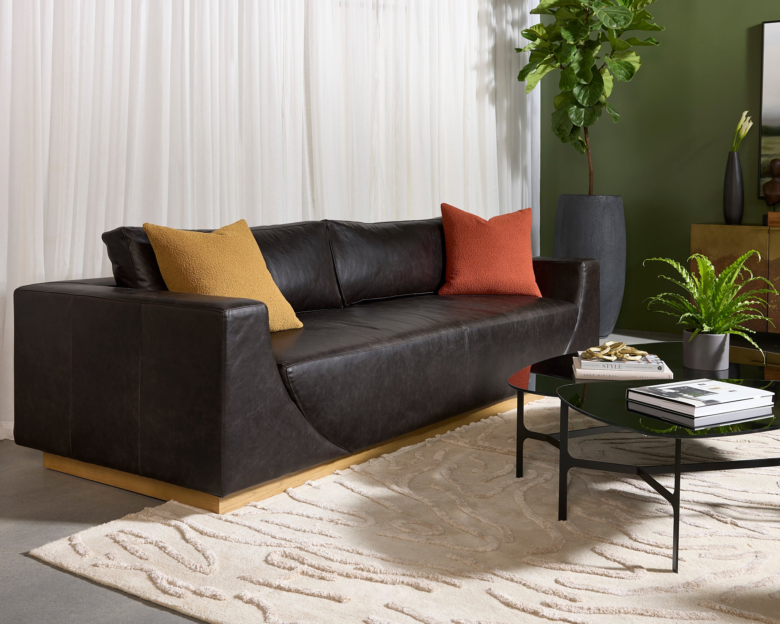 Anakin Sofa - Light Oak  Tuscany Warm Black Leather