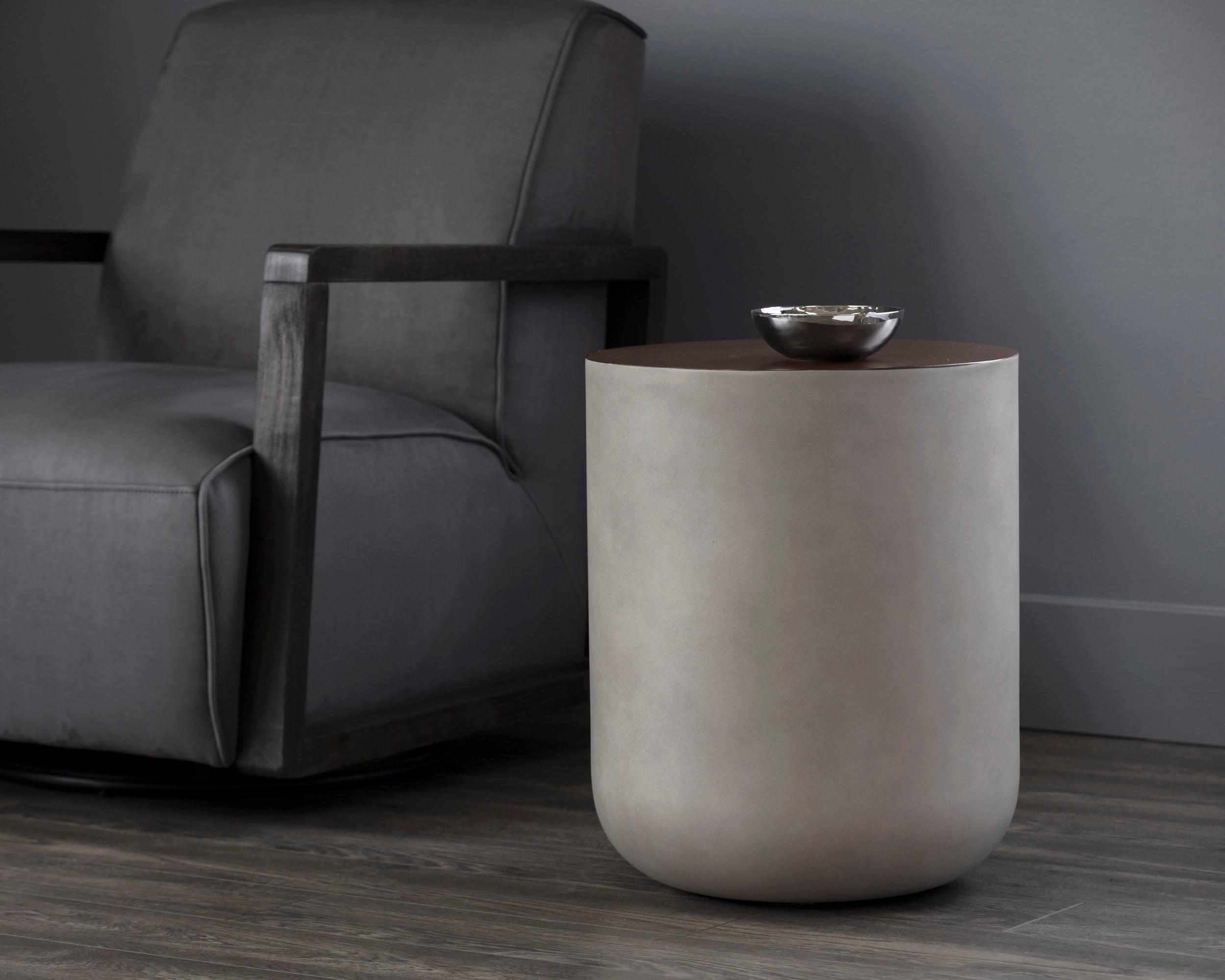 Diaz End Table - Grey  Wood Grain Brown