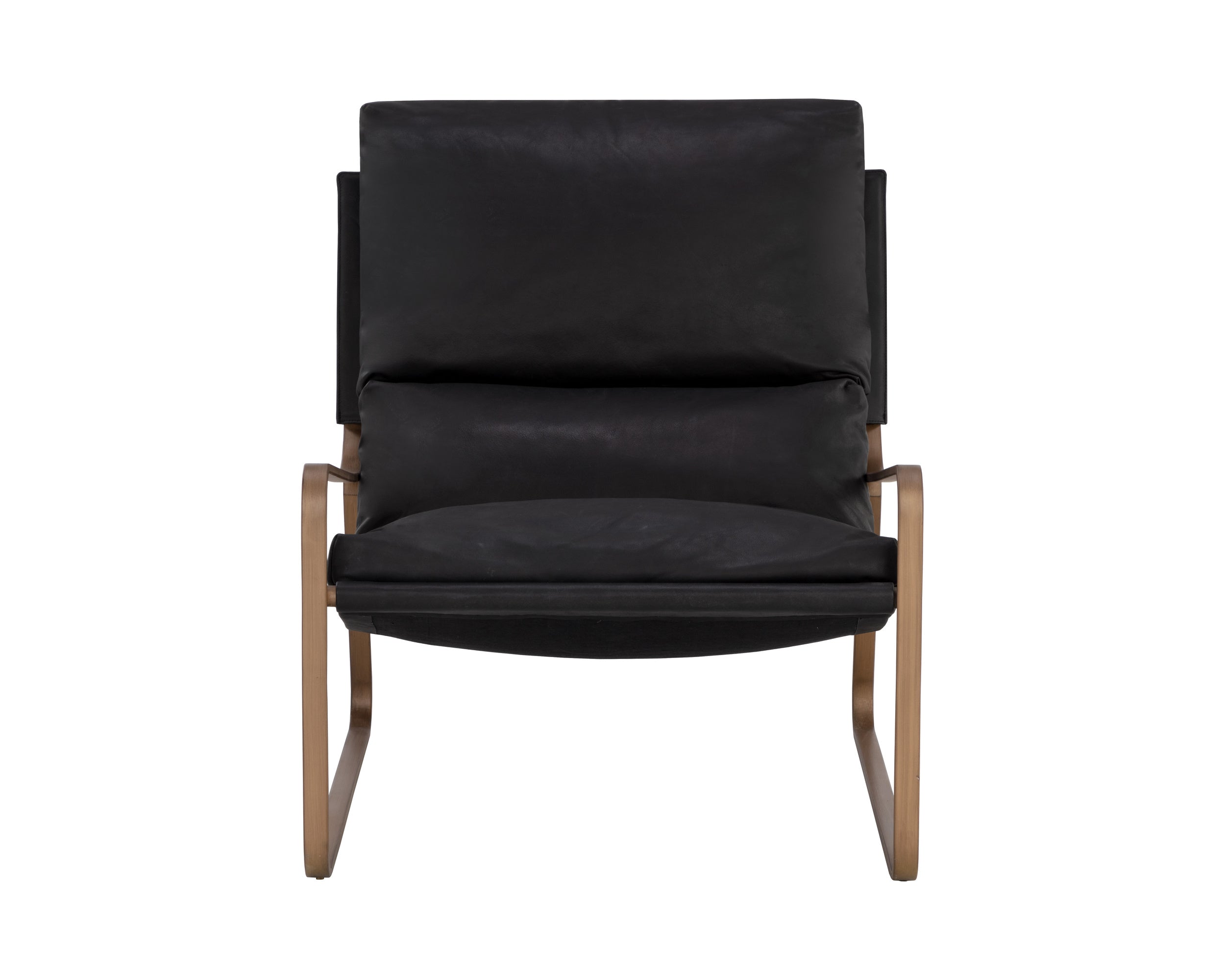 Zancor Lounge Chair - Antique Brass  Charcoal Black Leather