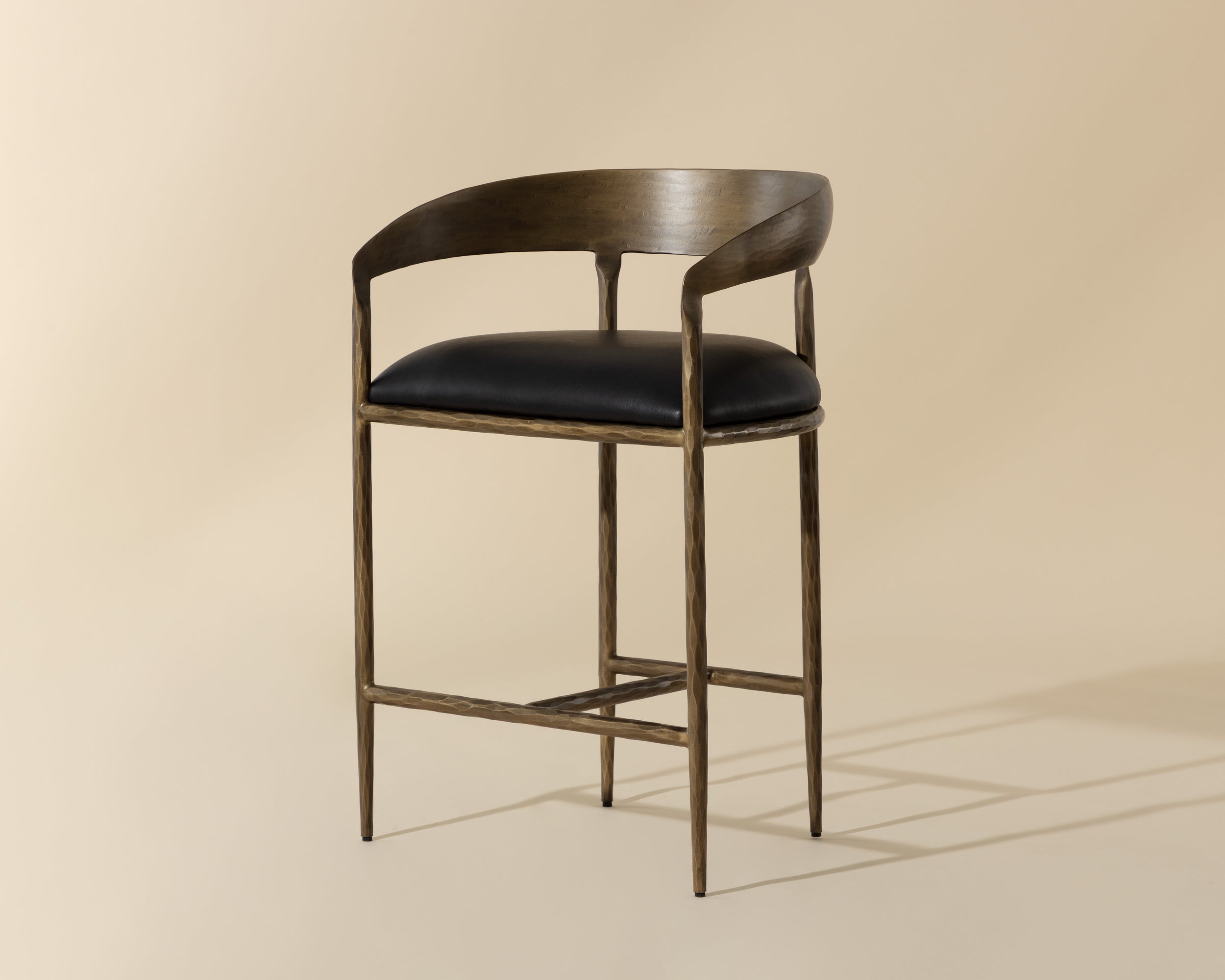 Zanatta Counter Stool - Charcoal Black Leather