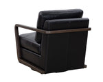 Castell Swivel Lounge Chair - Brown  Cortina Black Leather