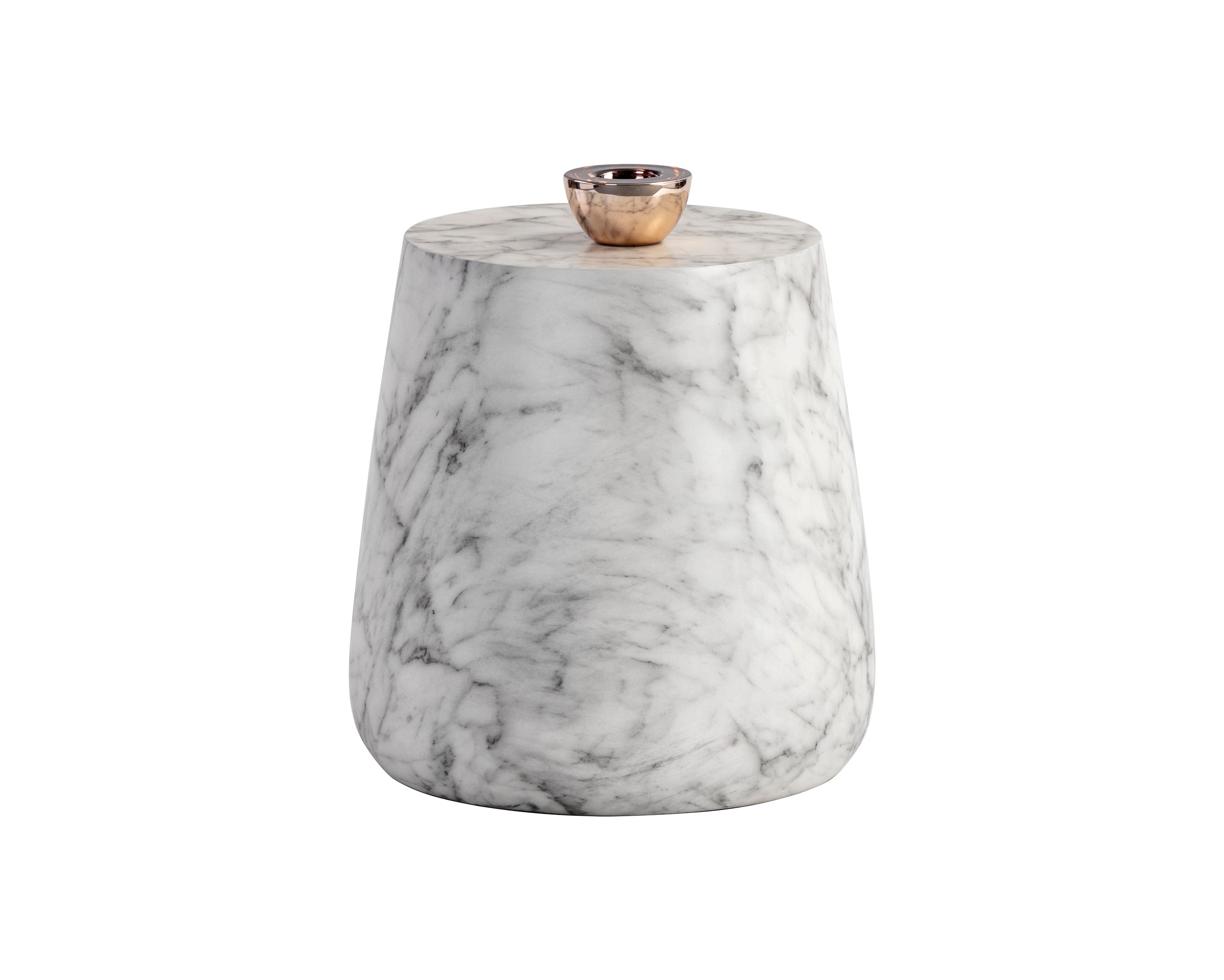 Aries End Table - Marble Look  White