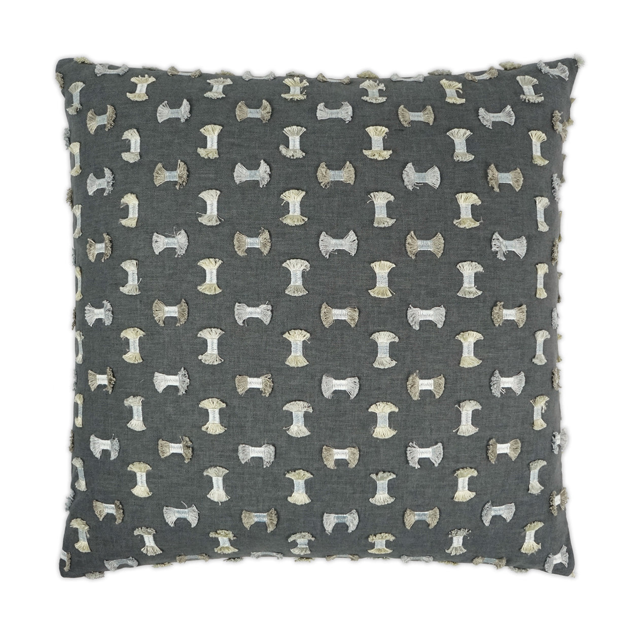 Frayed Decorative Throw Pillow - Gunmetal | DV Kap