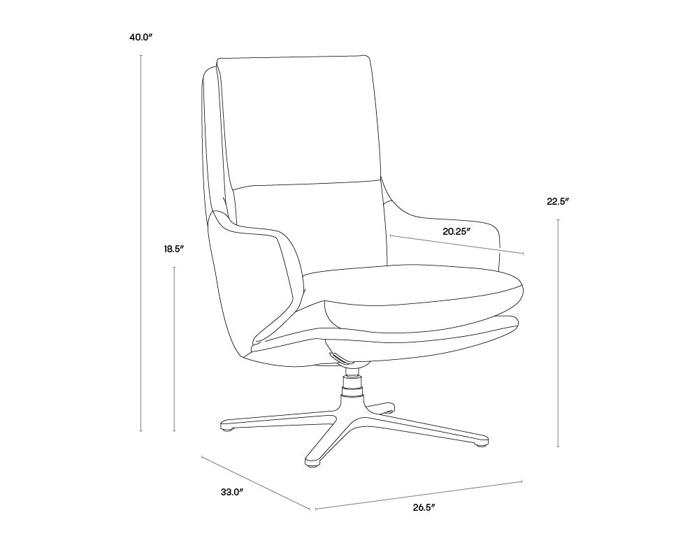 Cardona Swivel Lounge Chair - Gunmetal  Marseille Concrete Leather