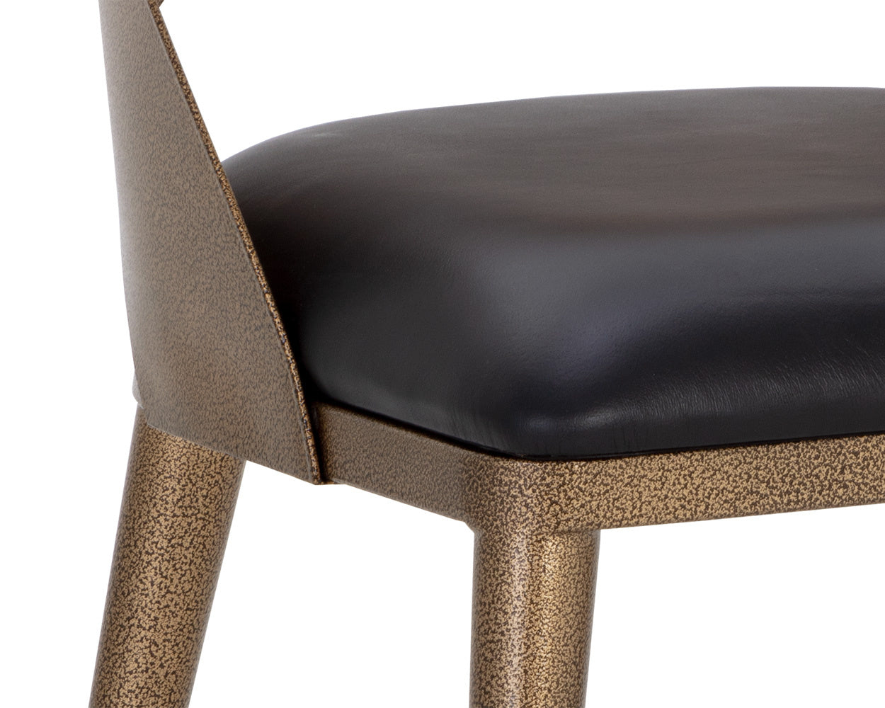 Dezirae Dining Chair - Antique Brass  Charcoal Black Leather