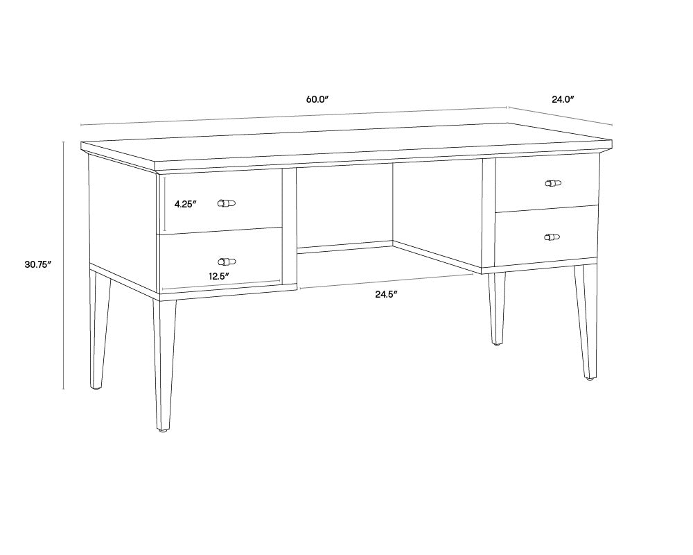 Pattinson Desk - White Ceruse  Oyster Shagreen