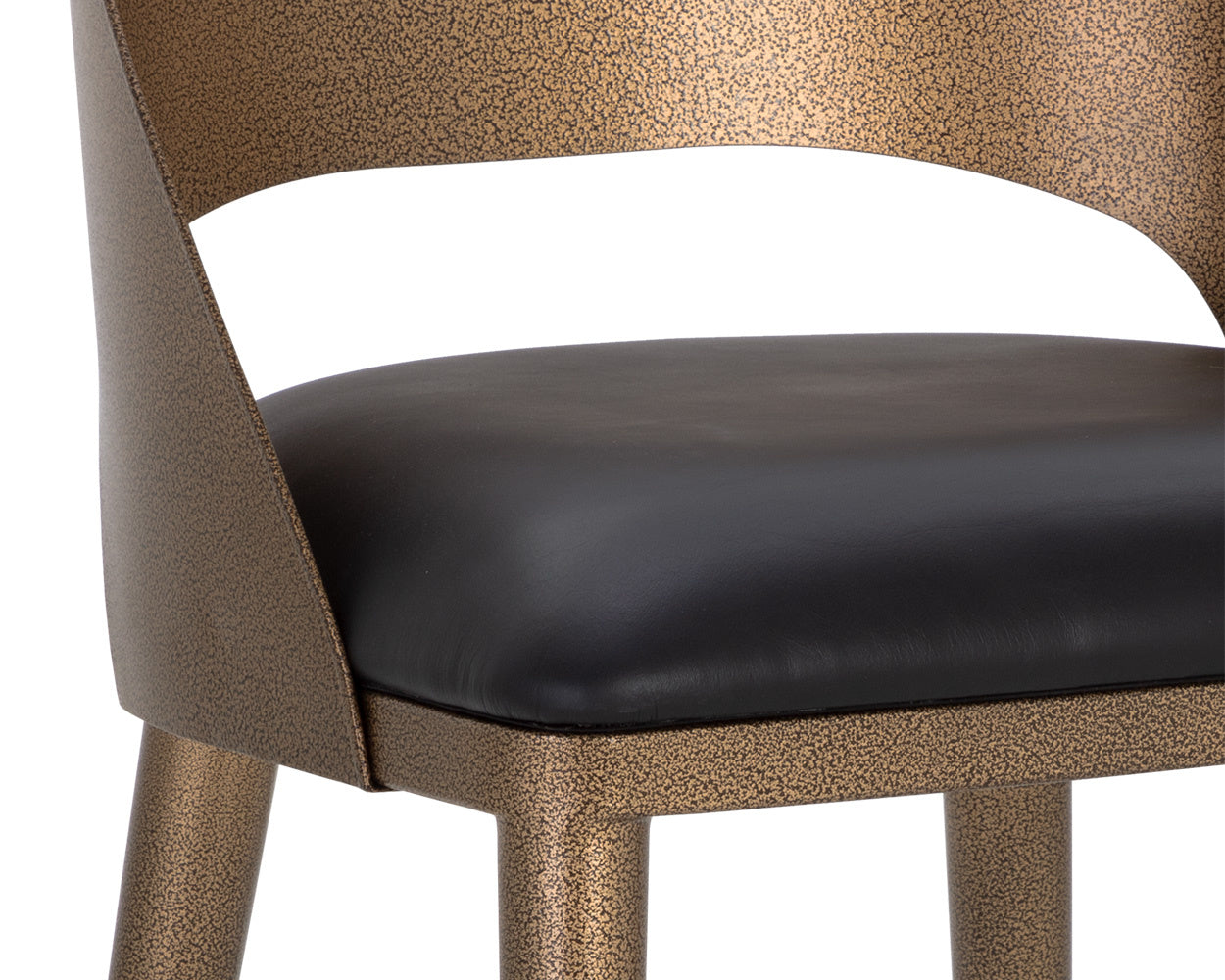 Dezirae Counter Stool - Antique Brass  Charcoal Black Leather