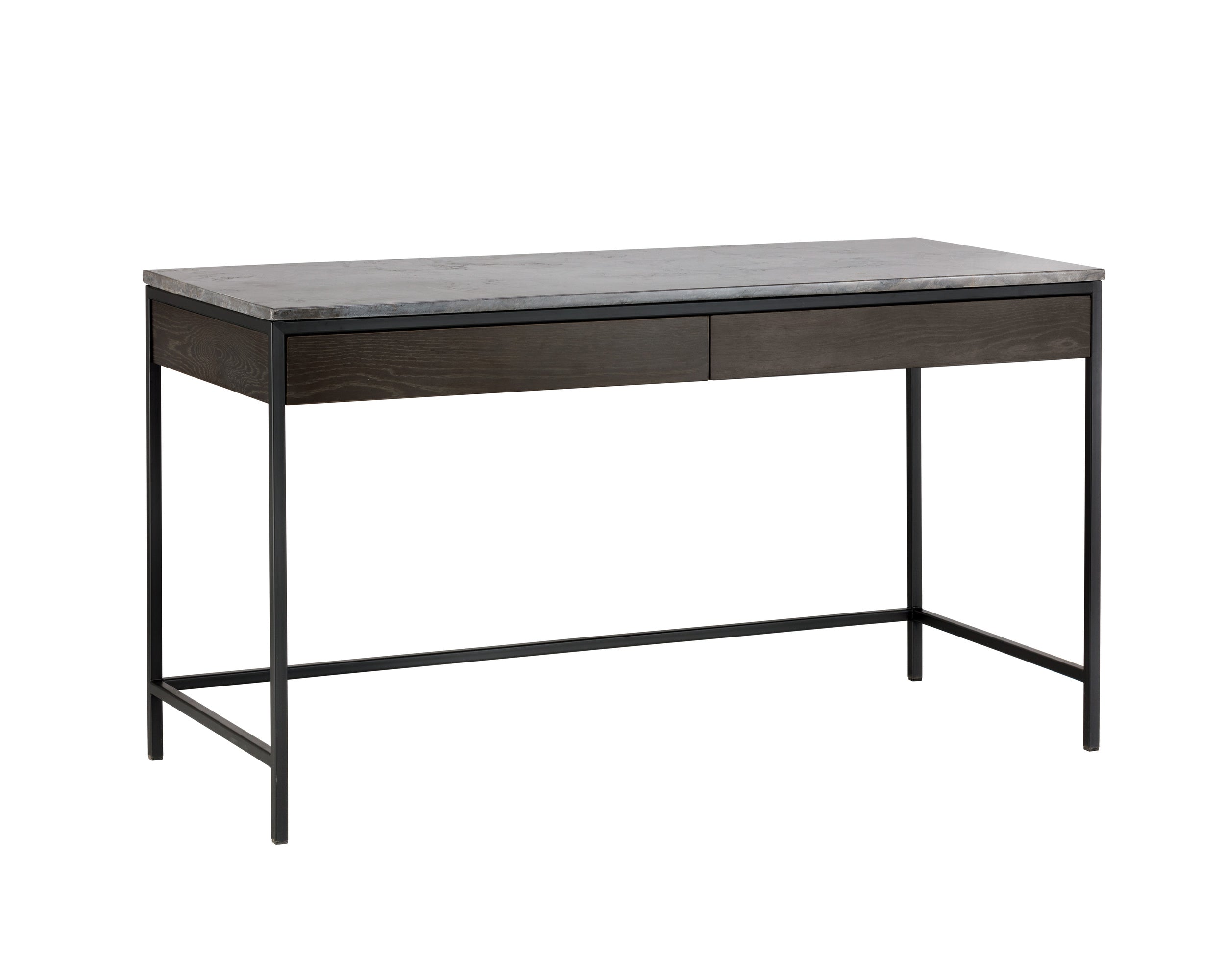 Stamos Desk - Black  Grey Marble / Charcoal Grey