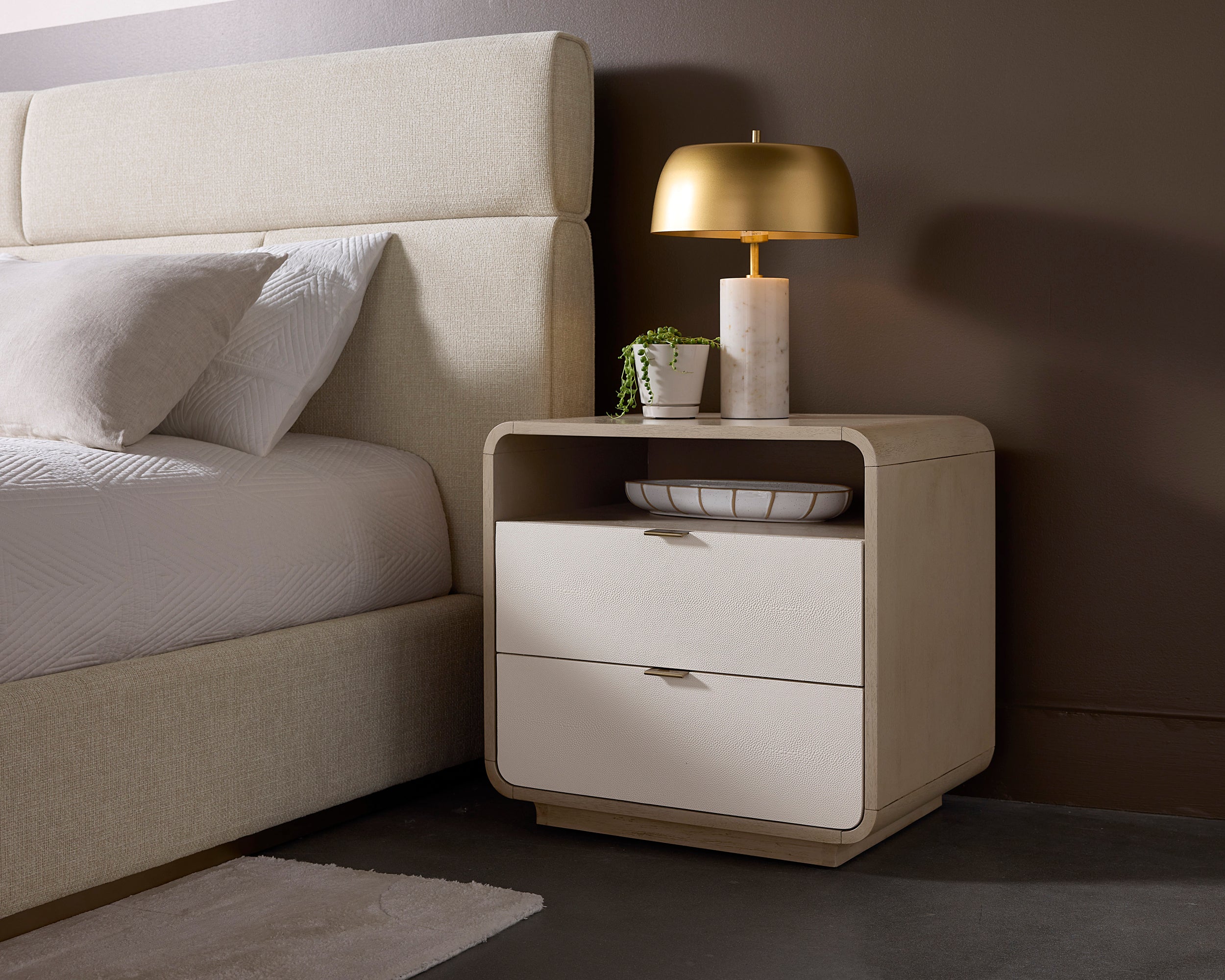 Kayden Nightstand - Oyster Shagreen