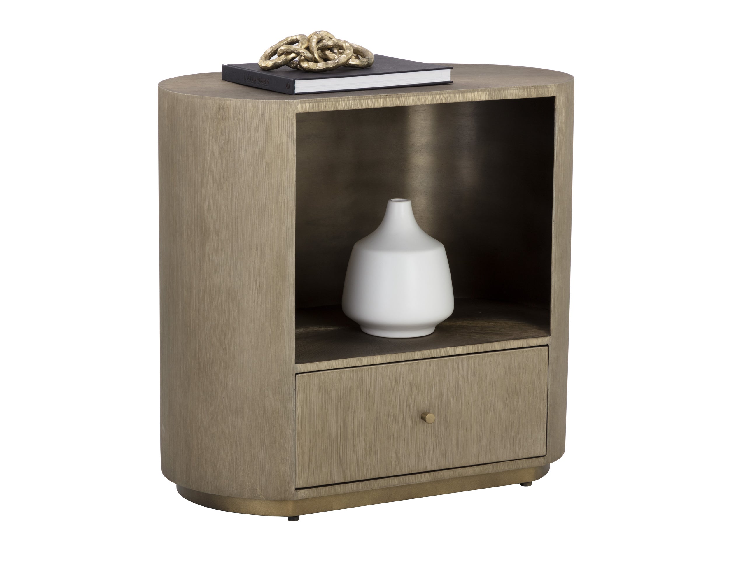 Siena Nightstand - Oval  Antique Brass