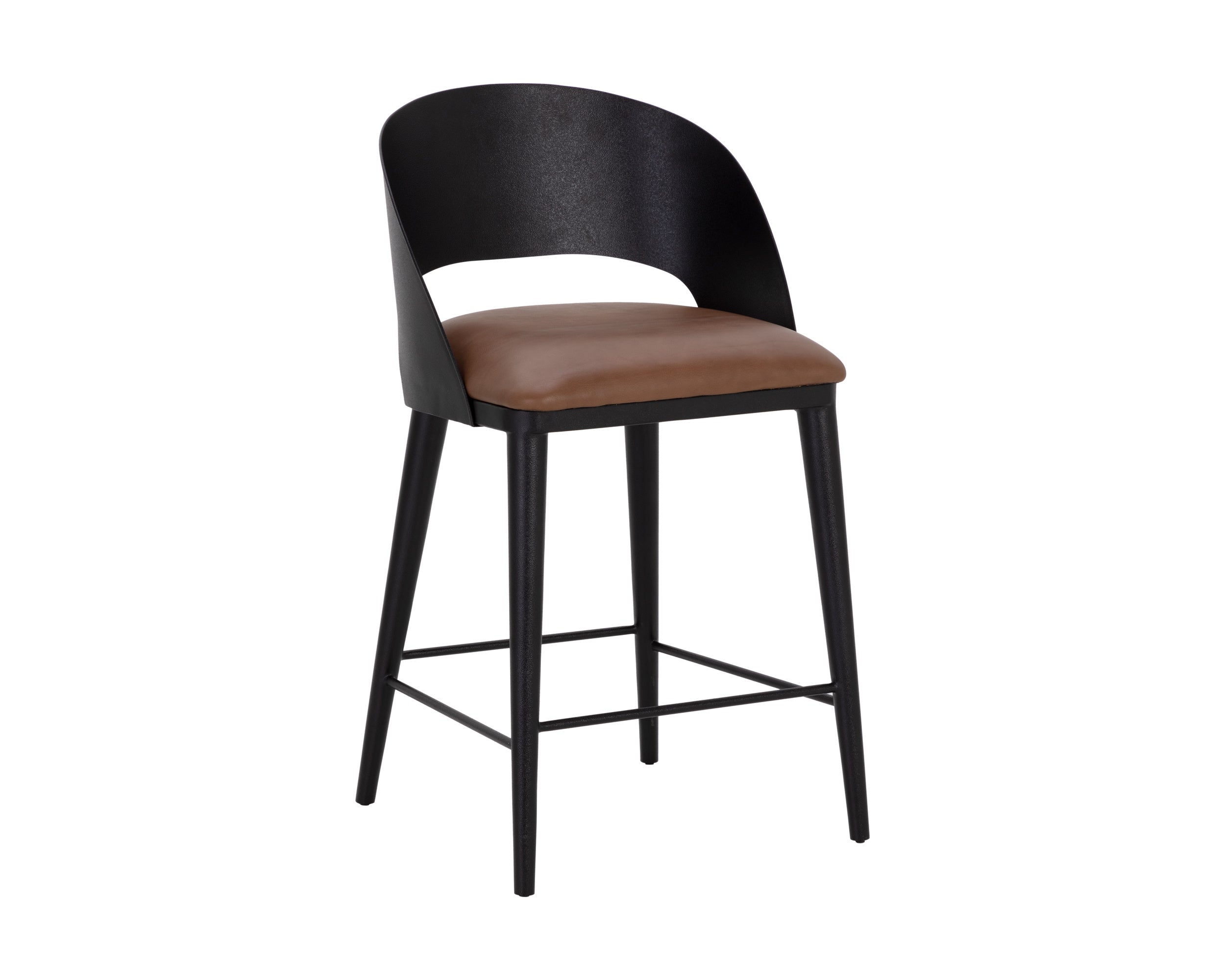 Dezirae Counter Stool - Black  Cognac Leather