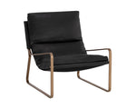 Zancor Lounge Chair - Antique Brass  Charcoal Black Leather