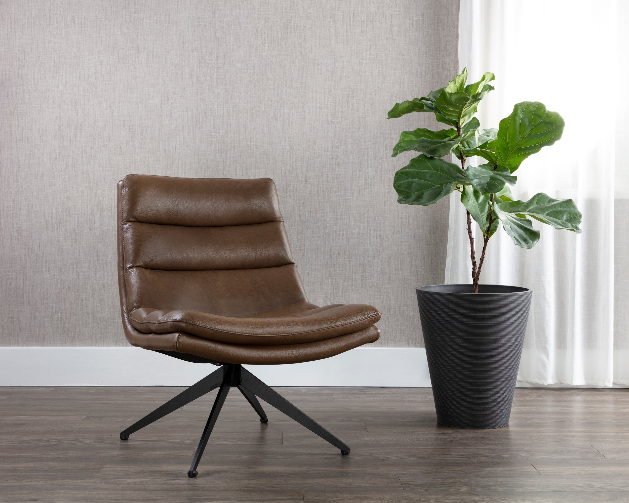 Keller Swivel Lounge Chair - Missouri Mahogany Leather