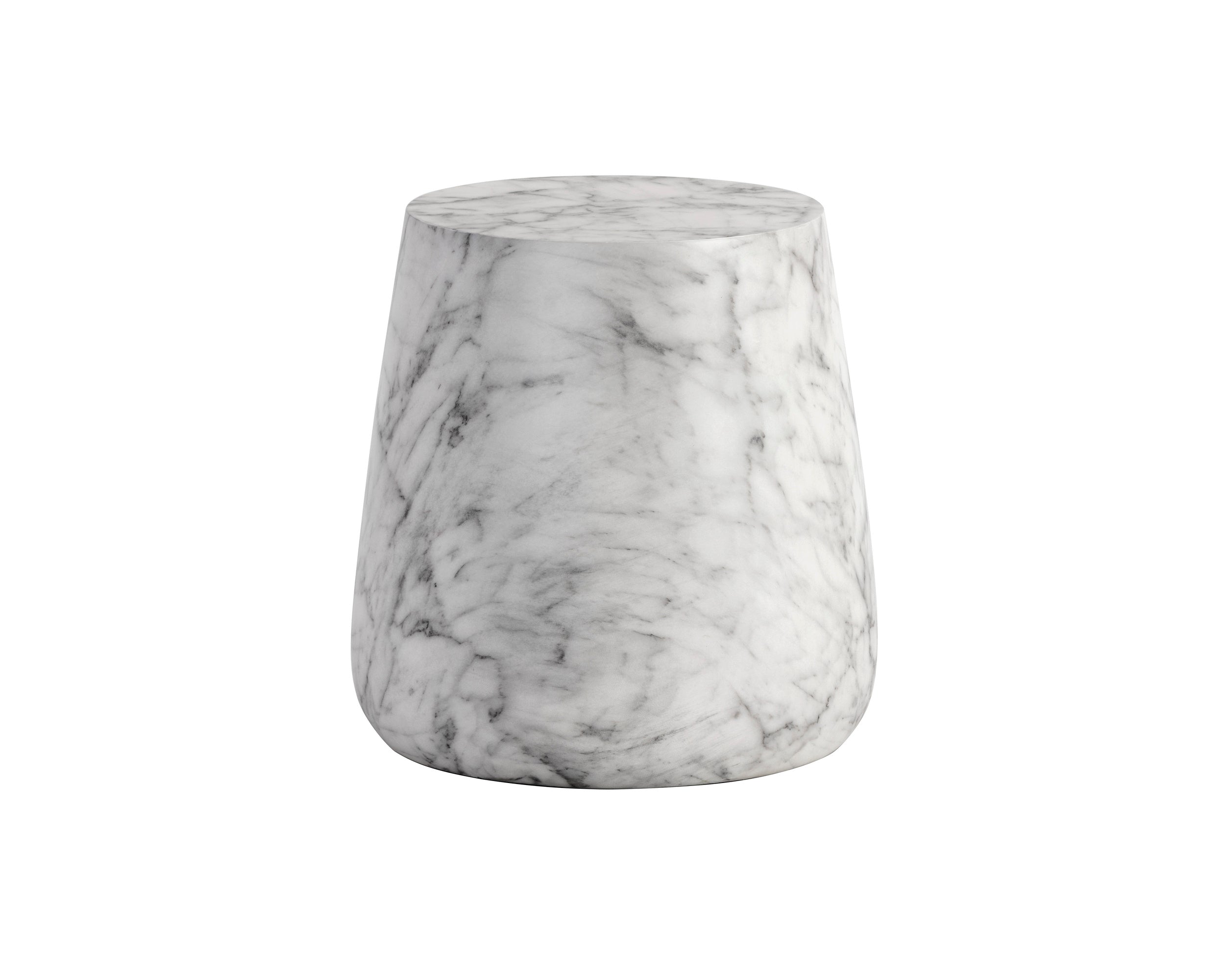 Aries End Table - Marble Look  White