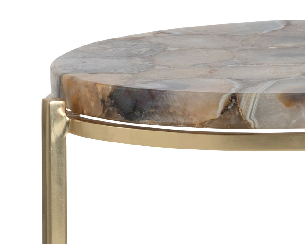 Tillie End Table - Brass  Natural Agate Stone