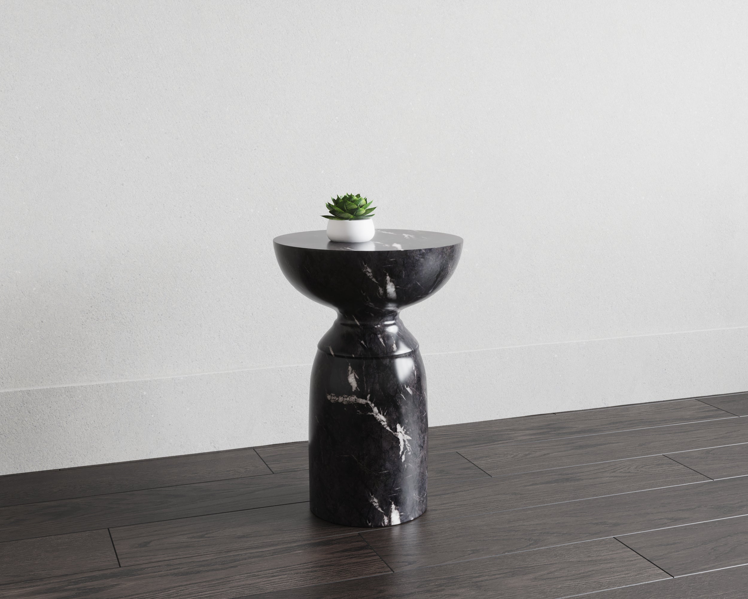 Goya End Table - Marble Look  Black