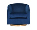 Hazel Swivel Lounge Chair - Gold  Navy Blue Sky