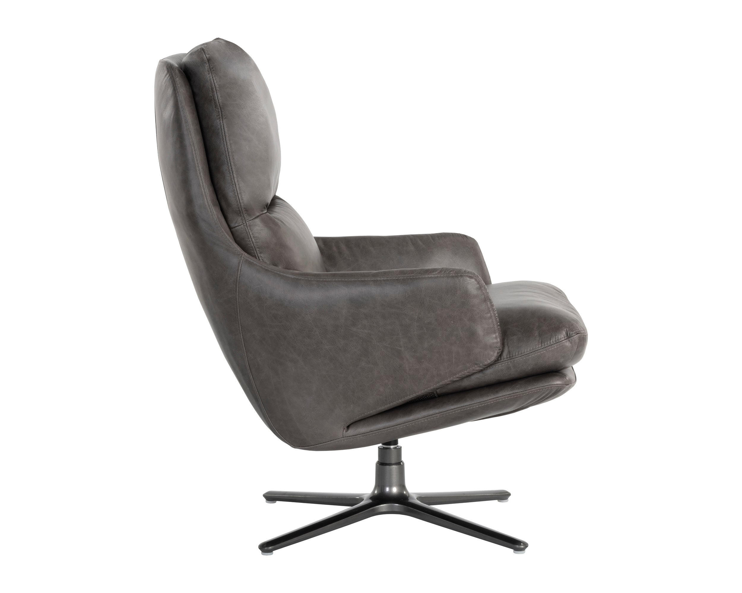 Cardona Swivel Lounge Chair - Gunmetal  Marseille Concrete Leather