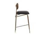 Gibbons Counter Stool - Antique Brass  Charcoal Black Leather