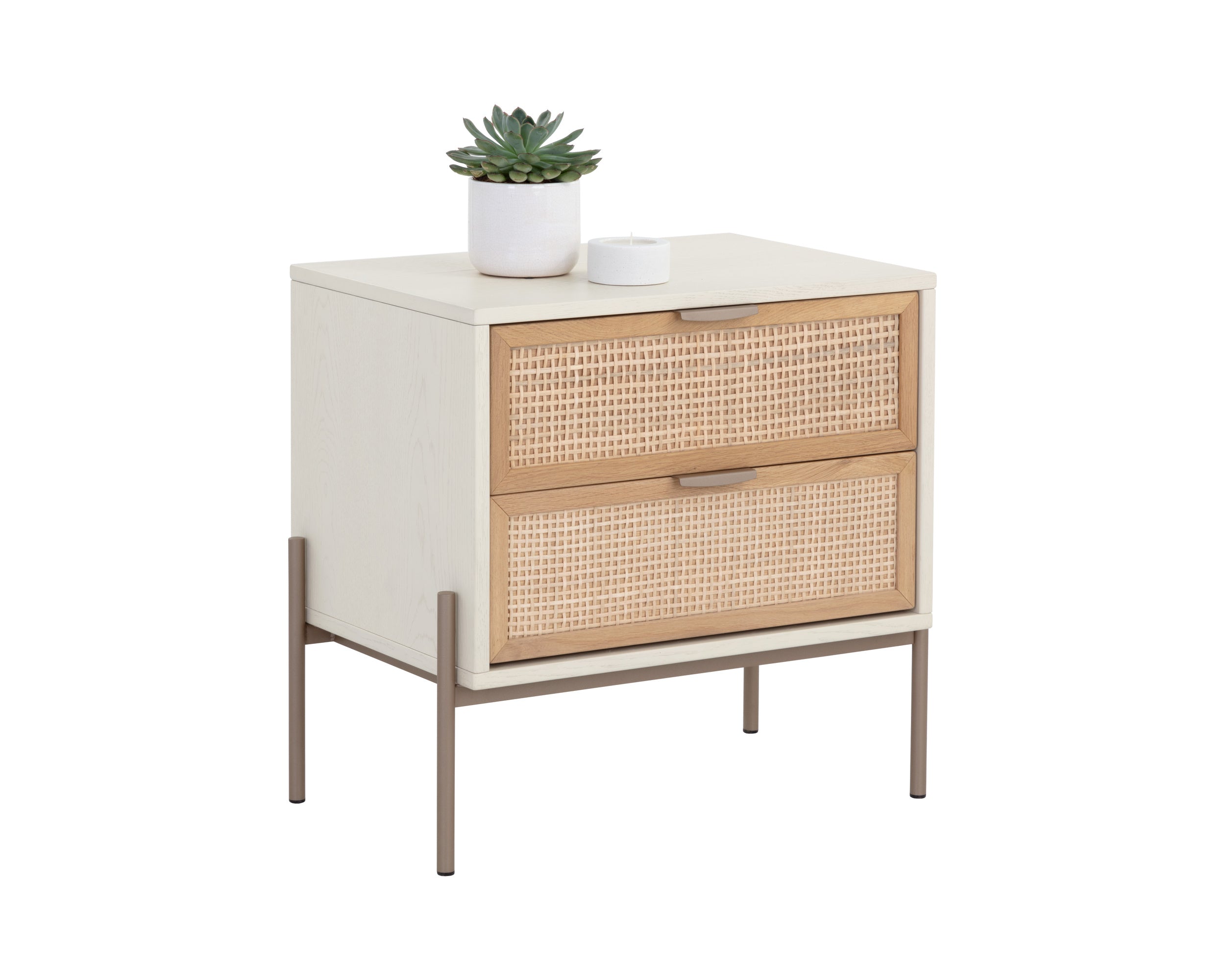 Avida Nightstand - Champagne Gold  Cream/Natural