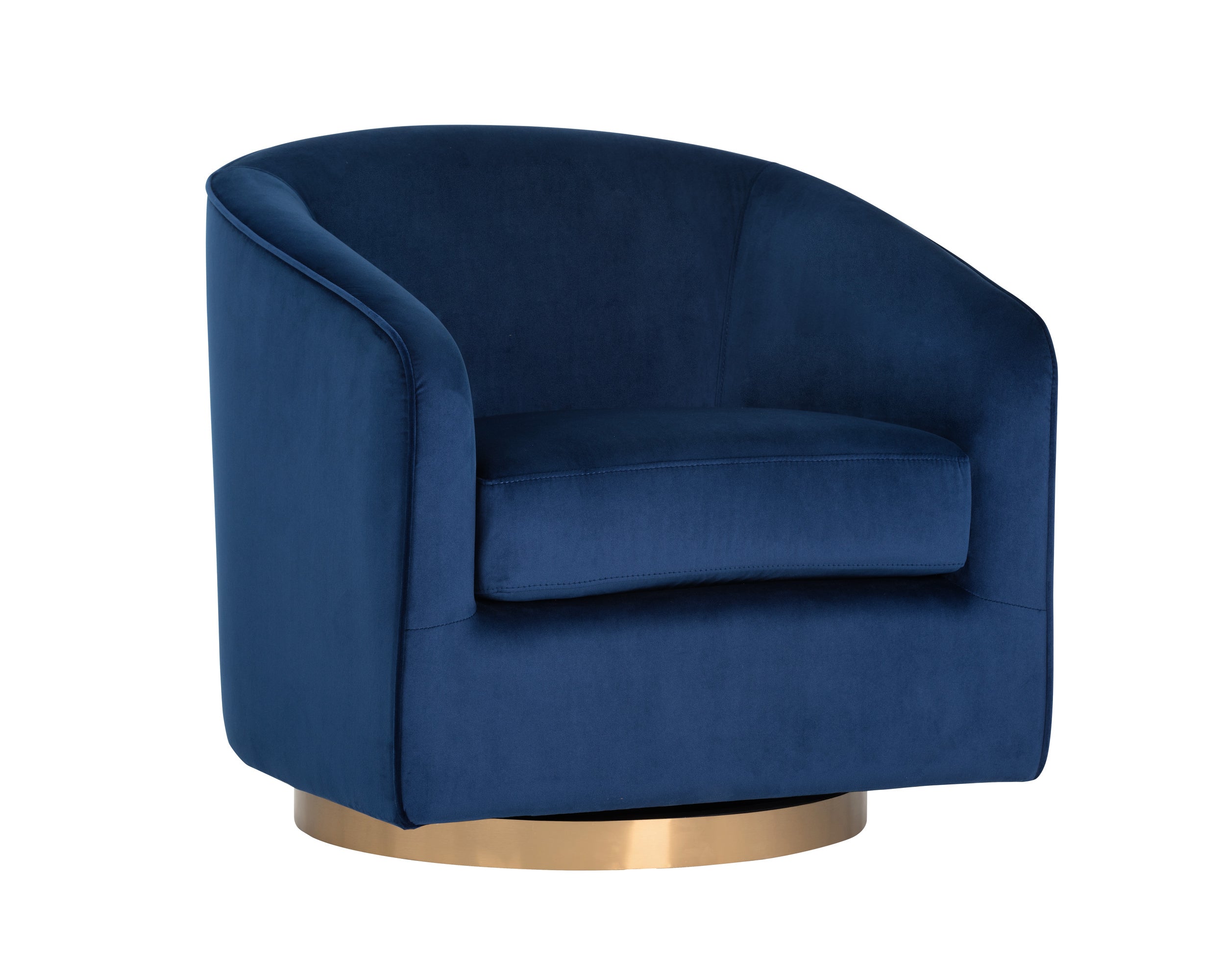 Hazel Swivel Lounge Chair - Gold  Navy Blue Sky