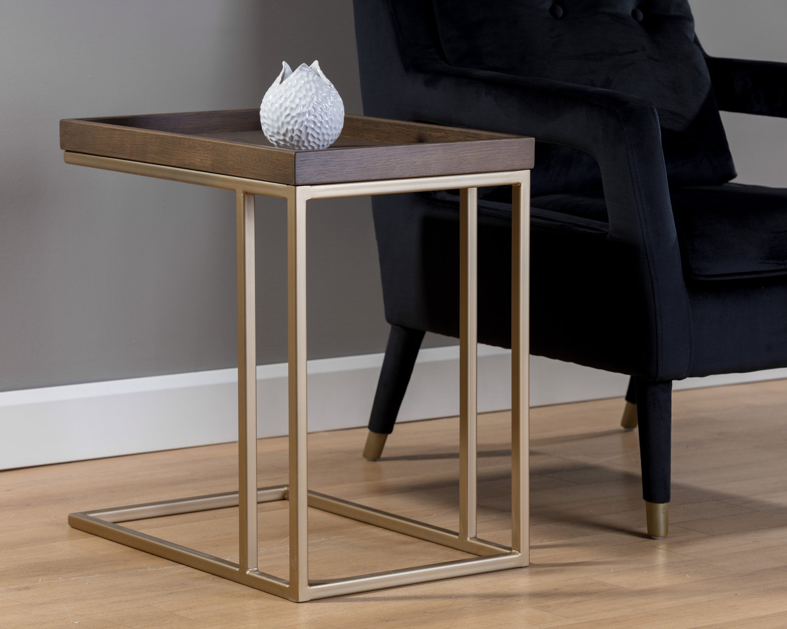 Arden C-Shaped Side Table  Gold