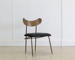 Gibbons Dining Chair - Antique Brass  Charcoal Black Leather