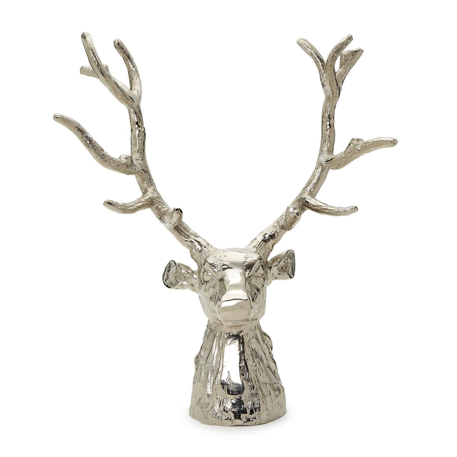 Two's Company Silver Deer Head Hand-Crafted Decor - Aluminum