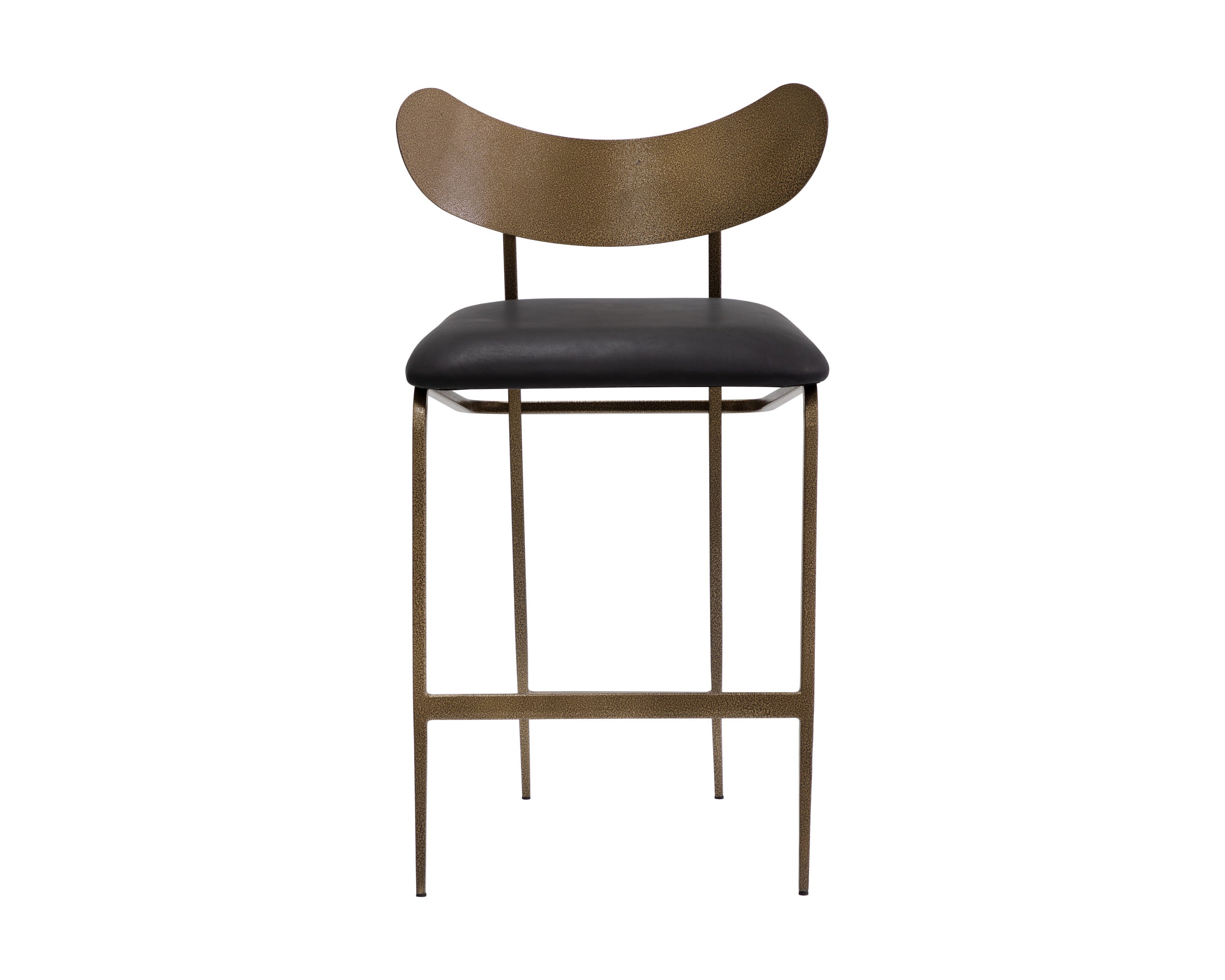 Gibbons Counter Stool - Antique Brass  Charcoal Black Leather