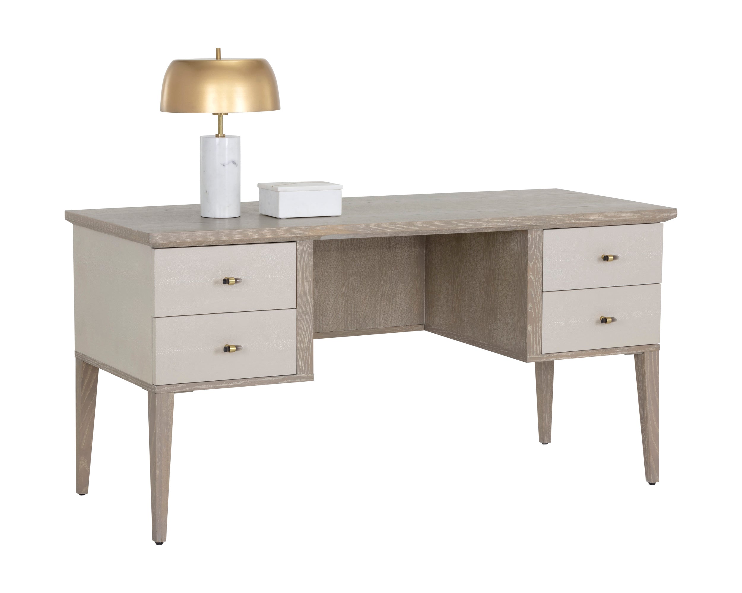 Pattinson Desk - White Ceruse  Oyster Shagreen