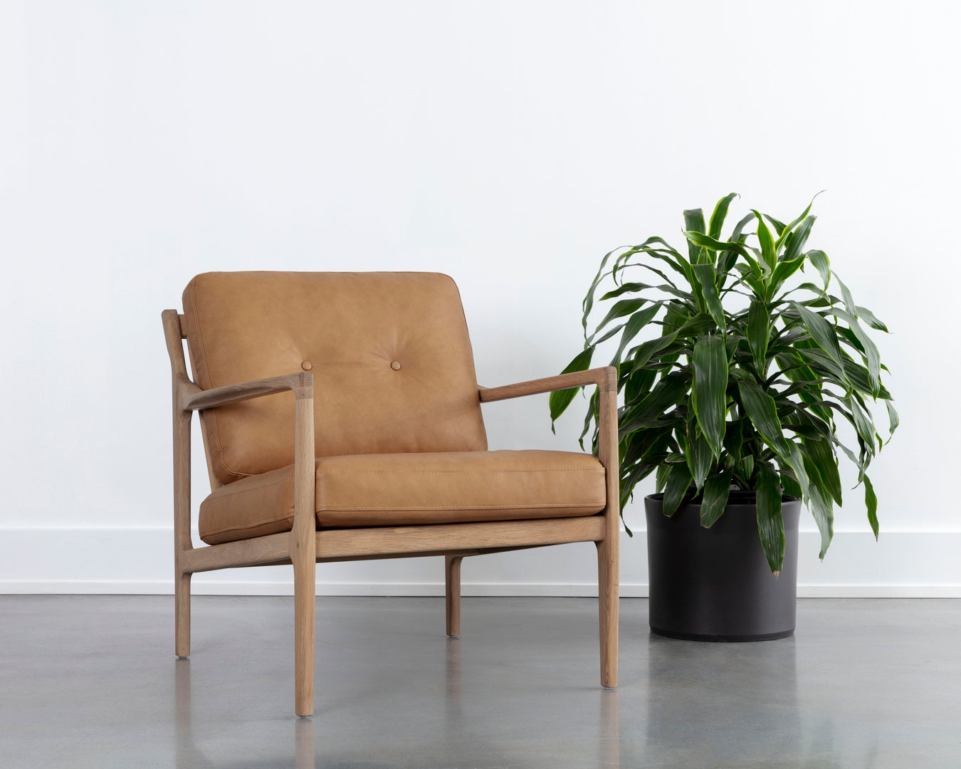 Gilmore Lounge Chair - Light Oak  Sahara Camel Leather