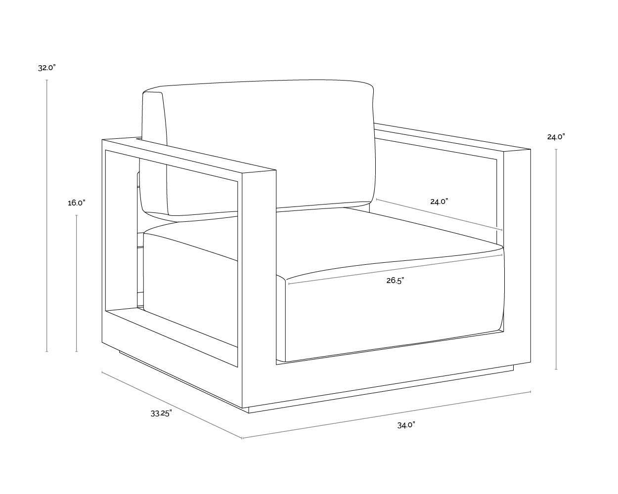 Tavira Armchair - Charcoal  Lanikai Salt And Pepper