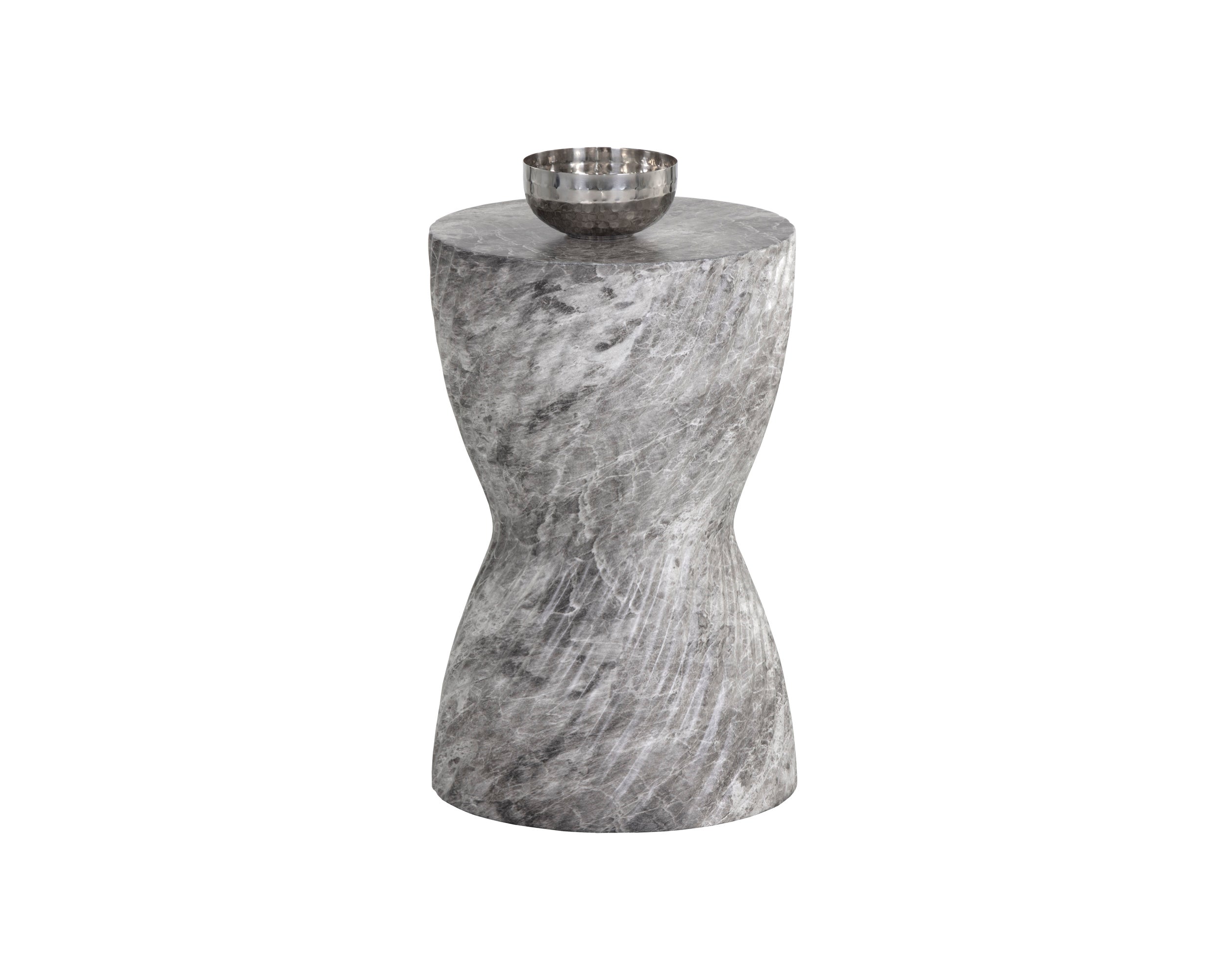 Cara End Table - Marble Look  Grey